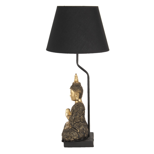 Clayre & Eef Tafellamp Ø 28x60 cm zwart kunststof bureaulamp 1306729 large