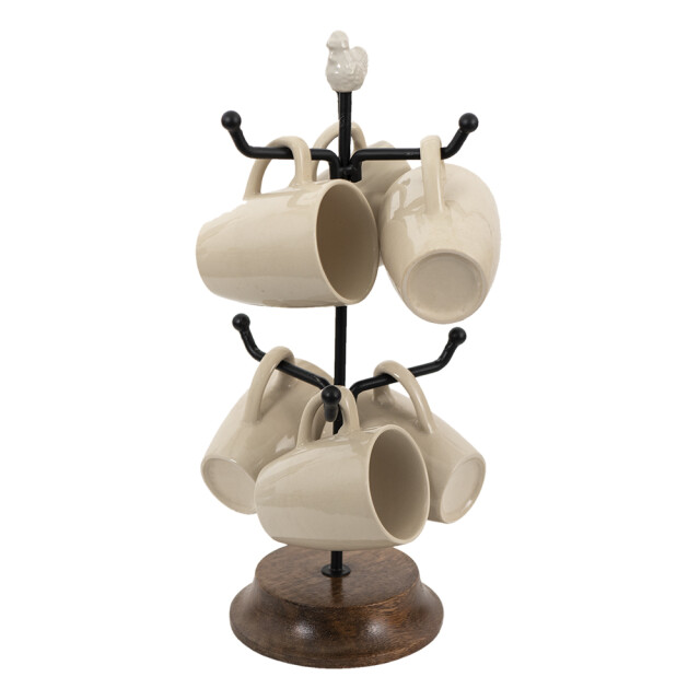 Clayre & Eef Mokkenrek met mokken kip Ø 14x39 cm keramiek mokkenboom 1980602 large