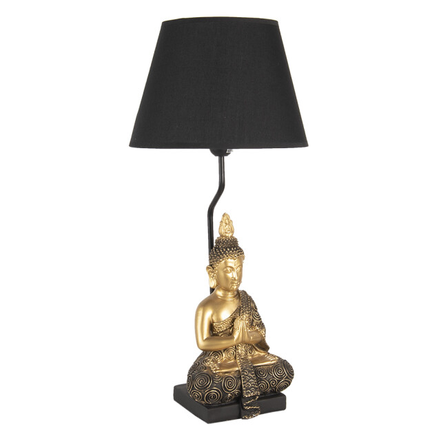 Clayre & Eef Tafellamp Ø 28x60 cm zwart kunststof bureaulamp 1306729 large