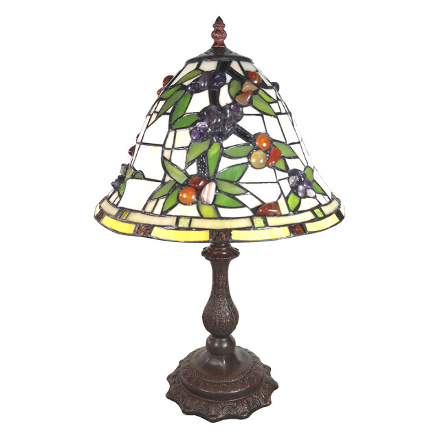 LumiLamp Tiffany tafellamp 31x31x47 cm groen glas bloemen tiffany 1088655 large