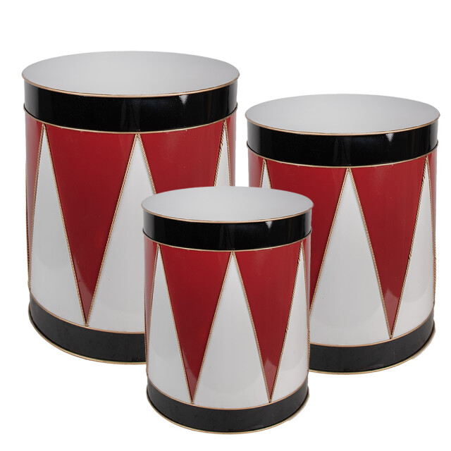 Clayre & Eef Kerstdecoratie trommel Ø 38x43 cm rood ijzer 2925950 large
