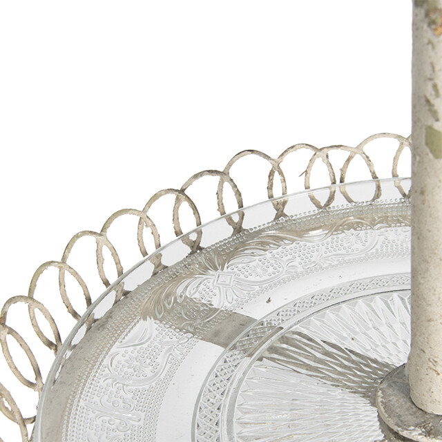 Clayre & Eef Etagère 2 laags Ø 36x65 cm ijzer glas rond serveerschaal 1161114 large