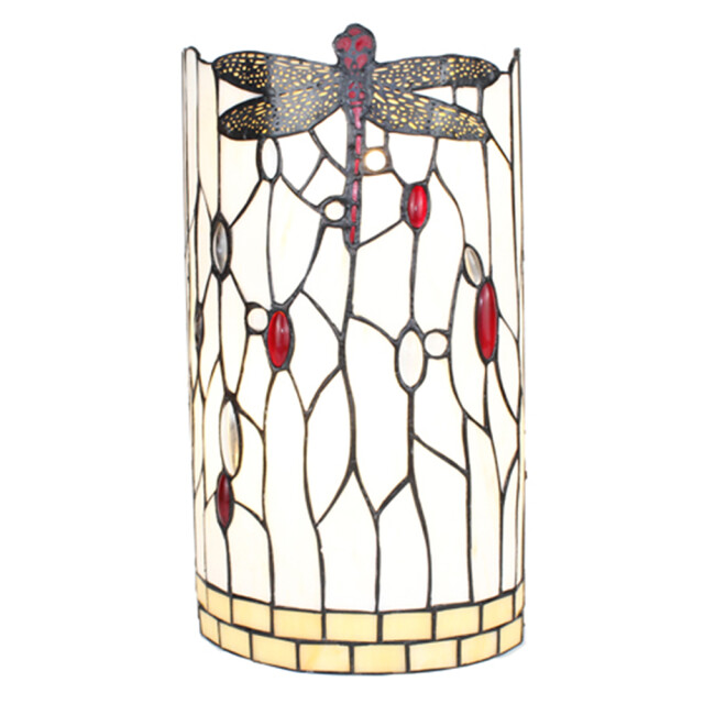 LumiLamp Wandlamp tiffany 20x10x36 cm zwart glas metaal halfrond libelle 2202546 large