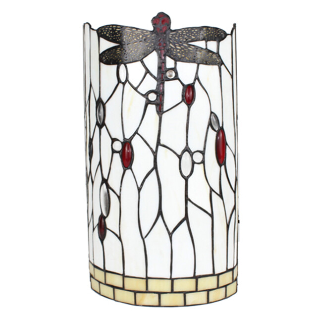 LumiLamp Wandlamp tiffany 20x10x36 cm zwart glas metaal halfrond libelle 2202546 large