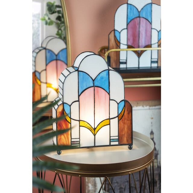 LumiLamp Tiffany tafellamp 30x4x25 cm roze glas tiffany bureaulamp 1980483 large