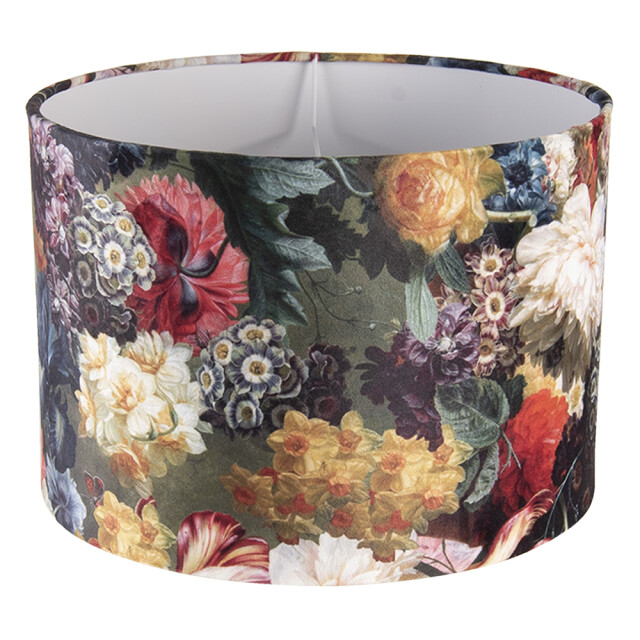 Clayre & Eef Lampenkap hanglamp Ø 34x24 cm zwart geel textiel rond bloemen 1325885 large