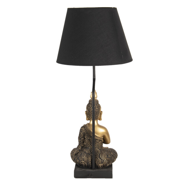 Clayre & Eef Tafellamp Ø 28x60 cm zwart kunststof bureaulamp 1306729 large