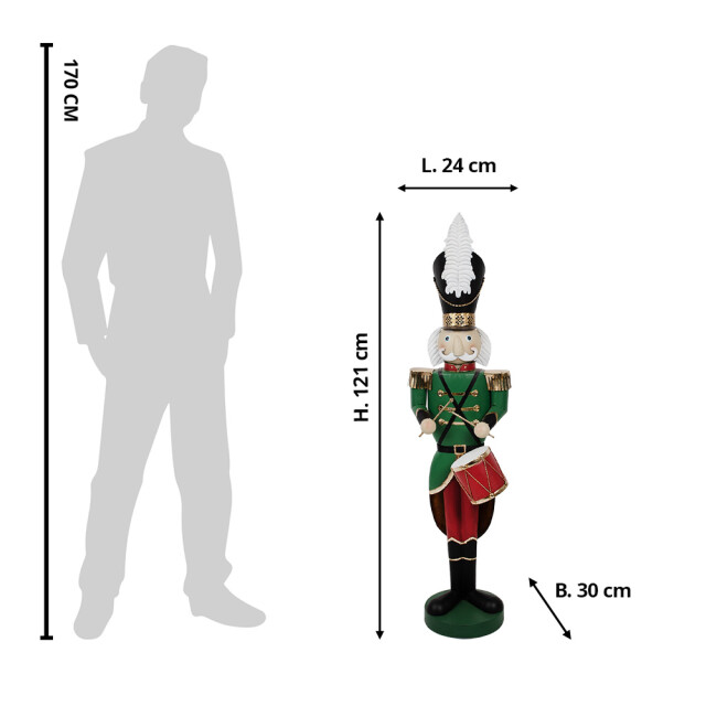 Clayre & Eef Kerstdecoratie beeld notenkraker 24x30x121 cm ijzer 2938335 large
