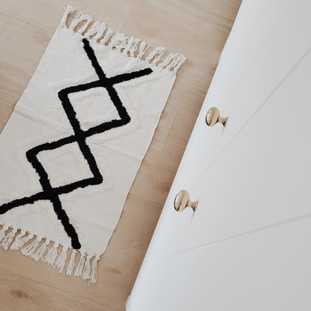 QUVIO Tapijt ruit 60 x 110 cm /zwart 2269238 large