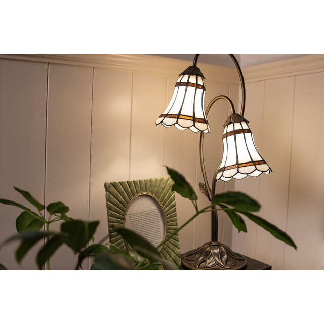 LumiLamp Tiffany tafellamp 61 cm wit kunststof glas tiffany bureaulamp 2035467 large