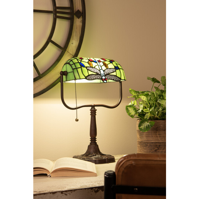 LumiLamp Tiffany tafellamp 25x25x42 cm rood polyresin glas libelle 1146538 large