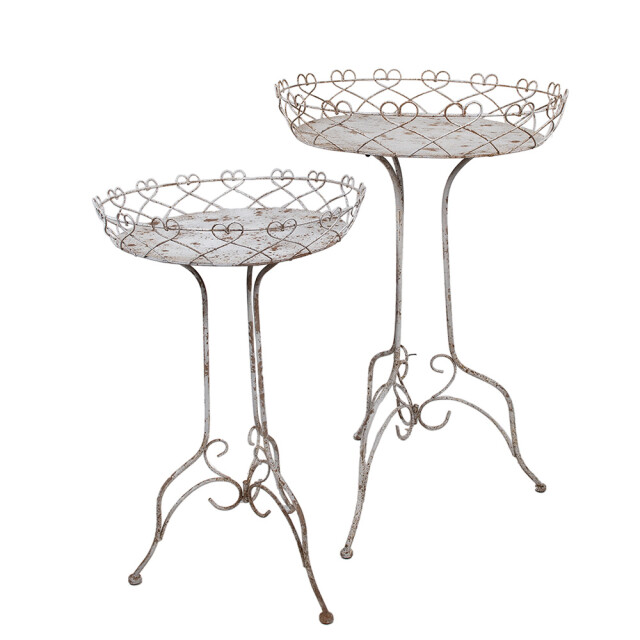 Clayre & Eef Plantentafel set van 2 Ø 52x84/ Ø42x66 cm bruin ijzer 2936185 large