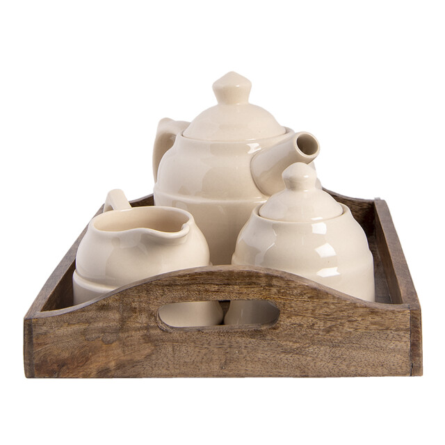 Clayre & Eef Theepot set 27x22x16 cm bruin hout theekan 1357330 large