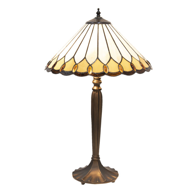 LumiLamp Tiffany tafellamp Ø 40x62 cm beige glas tiffany bureaulamp 1088640 large
