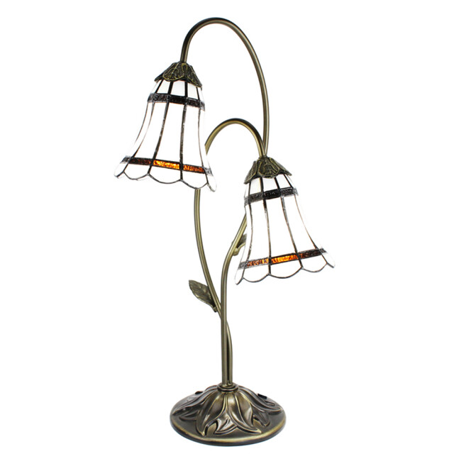 LumiLamp Tiffany tafellamp 61 cm wit kunststof glas tiffany bureaulamp 2035467 large