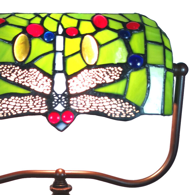 LumiLamp Tiffany tafellamp 25x25x42 cm rood polyresin glas libelle 1146538 large