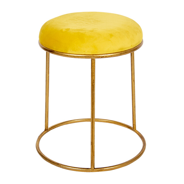 Clayre & Eef Krukje Ø 42x48 cm goudkleurig metaal rond kruk 1357370 large