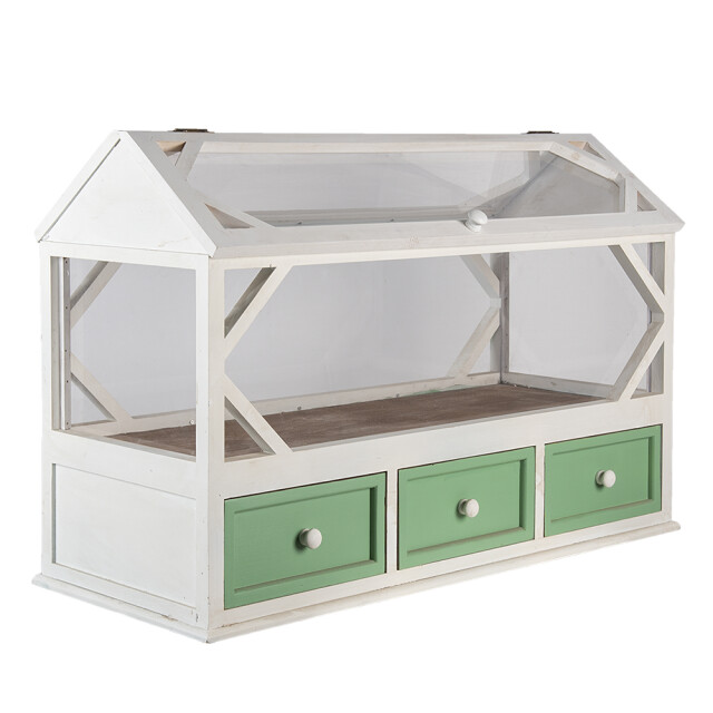 Clayre & Eef Decoratie kweekkastje 76x33x51 cm groen hout glas rechthoek 1357270 large