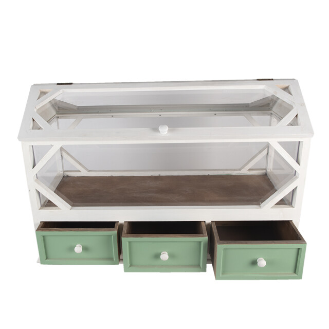 Clayre & Eef Decoratie kweekkastje 76x33x51 cm groen hout glas rechthoek 1357270 large