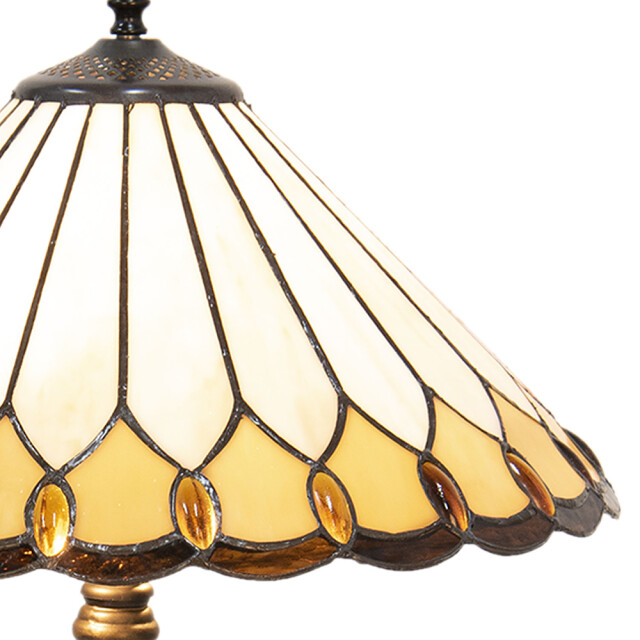 LumiLamp Tiffany tafellamp Ø 40x62 cm beige glas tiffany bureaulamp 1088640 large