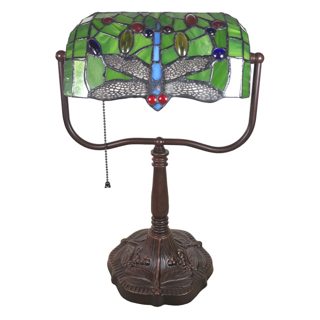 LumiLamp Tiffany tafellamp 25x25x42 cm rood polyresin glas libelle 1146538 large