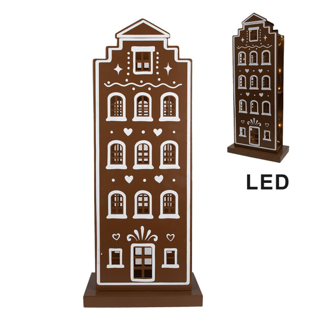 Clayre & Eef Gingerbread house met led 31x16x75 cm ijzer peperkoekhuisje 2939969 large