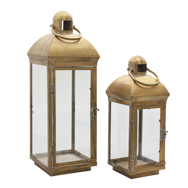 Clayre & Eef Lantaarn set van 2 ijzer rechthoek kaarsenhouder 1525993 large