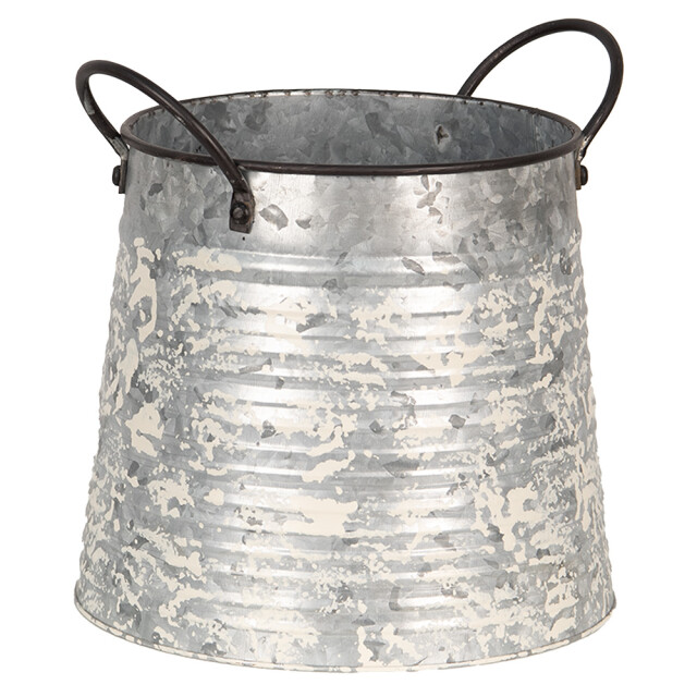 Clayre & Eef Planthouder 30x24x27 cm wit metaal bloempot 2630536 large