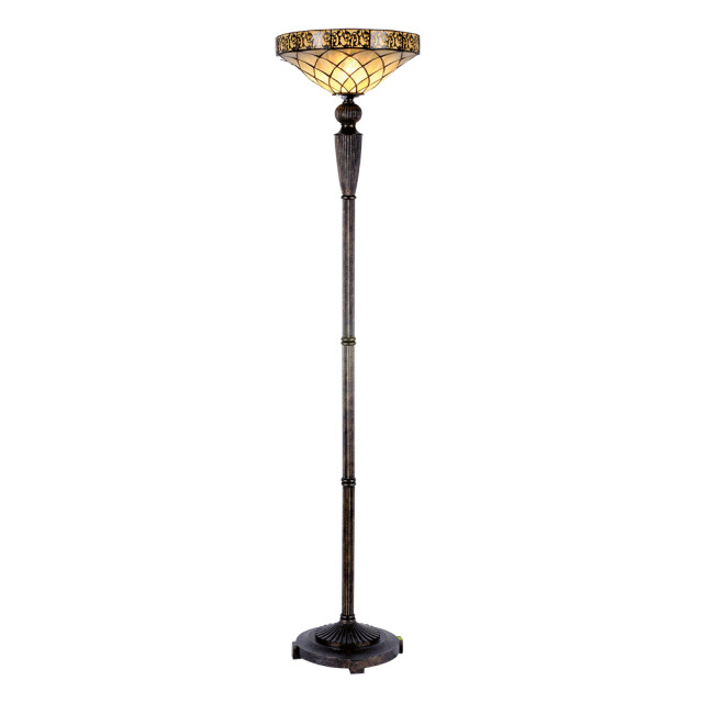 LumiLamp Tiffany vloerlamp Ø 41x179 cm beige glas driehoek staande lamp 1088461 large