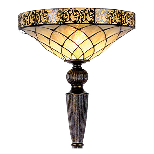 LumiLamp Tiffany vloerlamp Ø 41x179 cm beige glas driehoek staande lamp 1088461 large