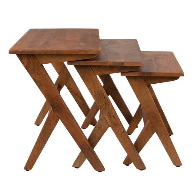 Clayre & Eef Bijzettafel set van 3 54x35x51 cm hout rechthoek sidetable 2381080 large