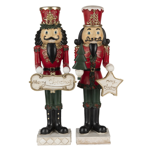 Clayre & Eef Beeld notenkraker 35 cm wit polyresin merry christmas 1381029 large