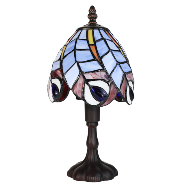 LumiLamp Tiffany tafellamp Ø 15x32 cm glas pauwenveren tiffany 2584451 large