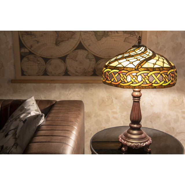 LumiLamp Tiffany tafellamp Ø 34x58 cm kunststof glas tiffany bureaulamp 1980509 large