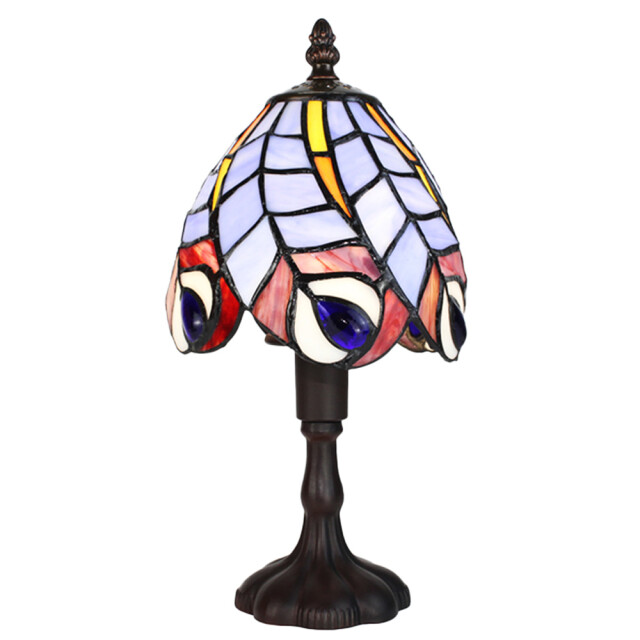 LumiLamp Tiffany tafellamp Ø 15x32 cm glas pauwenveren tiffany 2584451 large