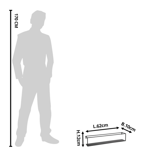 Clayre & Eef Wandrek 62x10x12 cm ijzer rechthoek muurrek 1236517 large