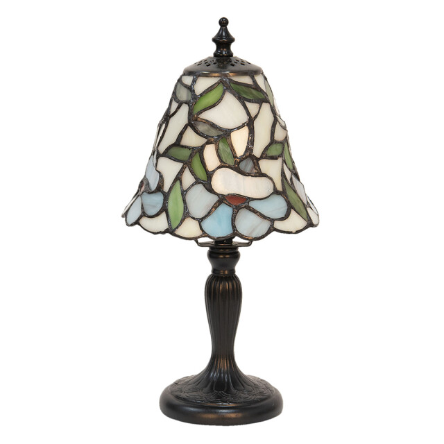 LumiLamp Tiffany tafellamp Ø 16x31 cm geel glas kunststof bloemen 1112836 large