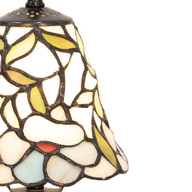 LumiLamp Tiffany tafellamp Ø 16x31 cm geel glas kunststof bloemen 1112836 large