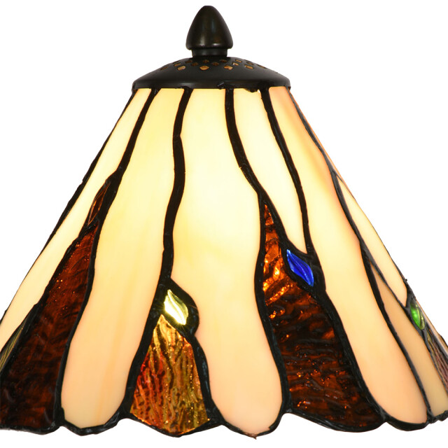 LumiLamp Tiffany tafellamp Ø 20x60 cm bruin glas tiffany bureaulamp 2795658 large