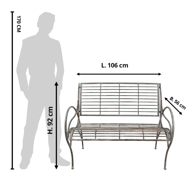 Clayre & Eef Tuinbank 106x56x92 cm ijzer bank buiten 2066843 large