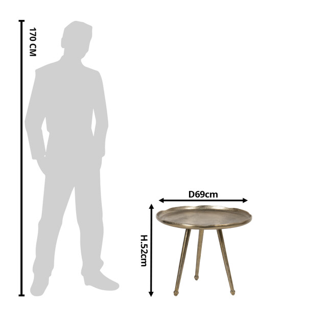 Clayre & Eef Bijzettafel Ø 69x52 cm aluminium rond 1165022 large