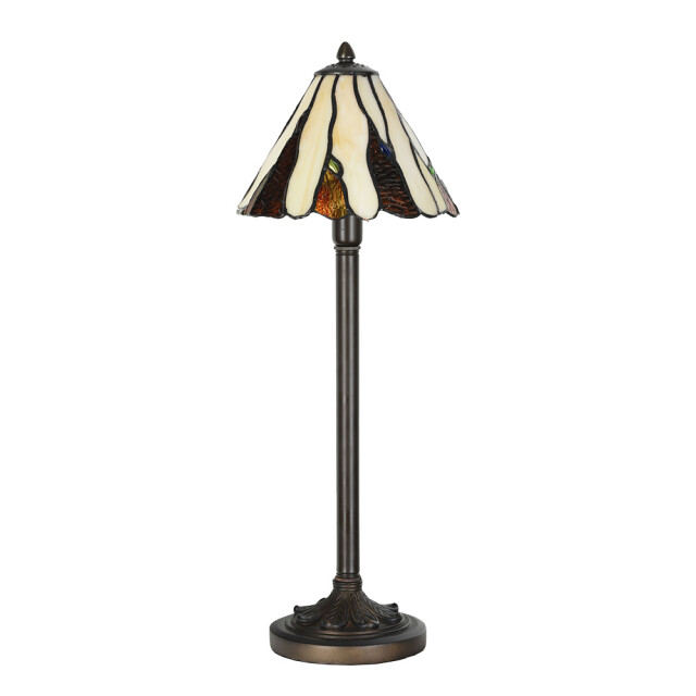 LumiLamp Tiffany tafellamp Ø 20x60 cm bruin glas tiffany bureaulamp 2795658 large
