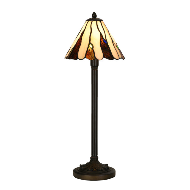 LumiLamp Tiffany tafellamp Ø 20x60 cm bruin glas tiffany bureaulamp 2795658 large