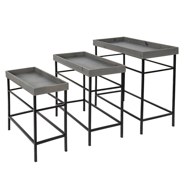 Clayre & Eef Plantenstandaard set van 3 ijzer plantentafel 2003105 large