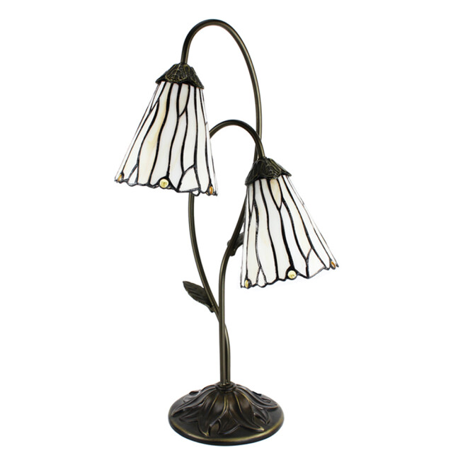 LumiLamp Tiffany tafellamp 61 cm wit glas tiffany bureaulamp 2035466 large