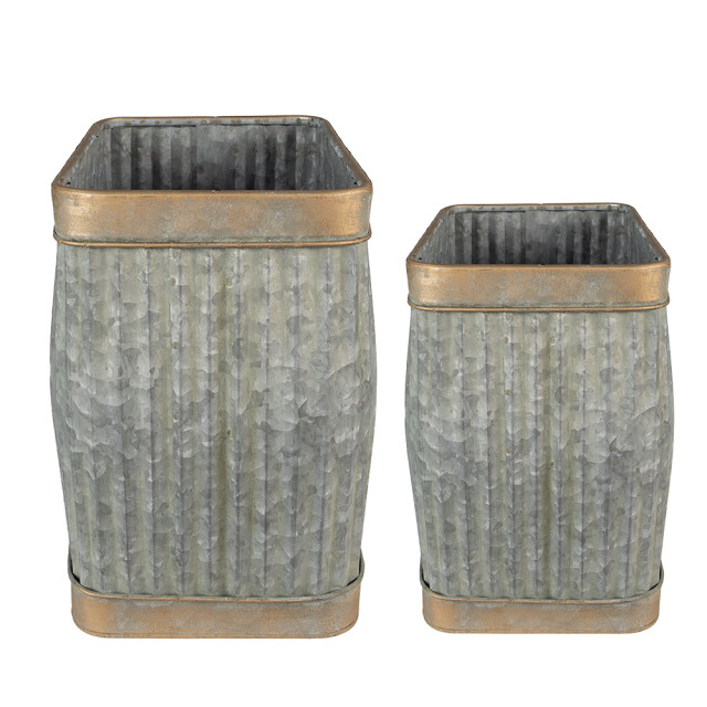 Clayre & Eef Planthouder 38x27x39 cm grijs metaal rechthoek bloempot 2411406 large
