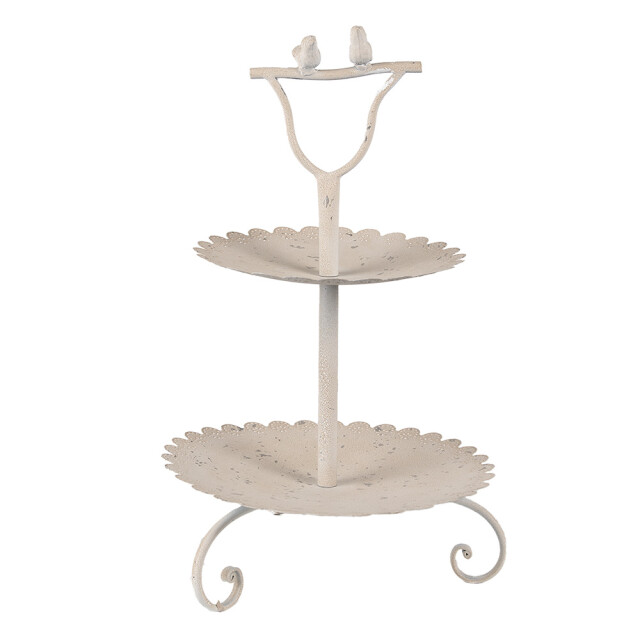 Clayre & Eef Etagère 2 laags Ø 32x51 cm ijzer rond vogels 2841237 large