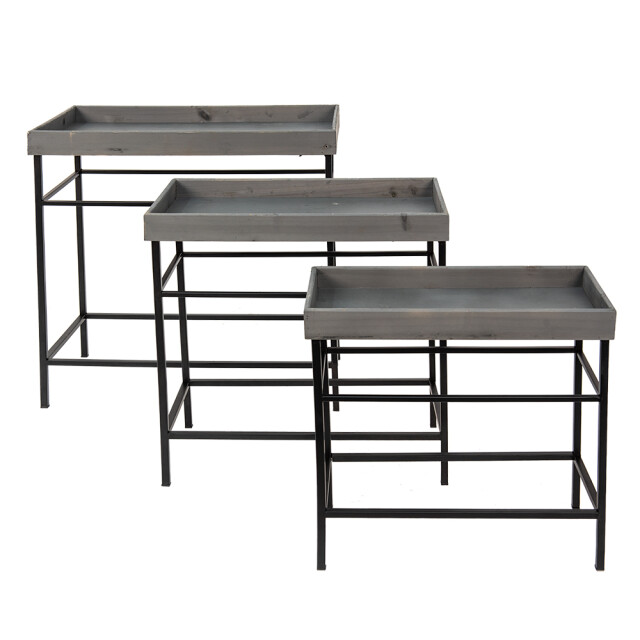 Clayre & Eef Plantenstandaard set van 3 ijzer plantentafel 2003105 large
