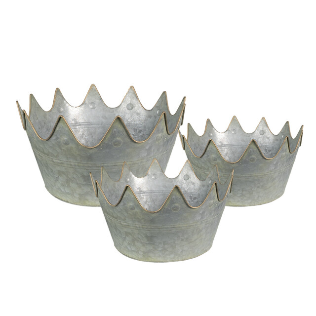 Clayre & Eef Planthouder Ø 43x21 cm grijs metaal rond bloempot 2411405 large