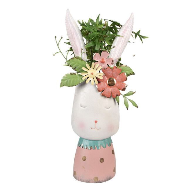Clayre & Eef Bloempot konijn 62 cm ijzer decoratie beeld 2844357 large